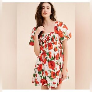 Anthropologie Maeve Red and Green Floral Dress